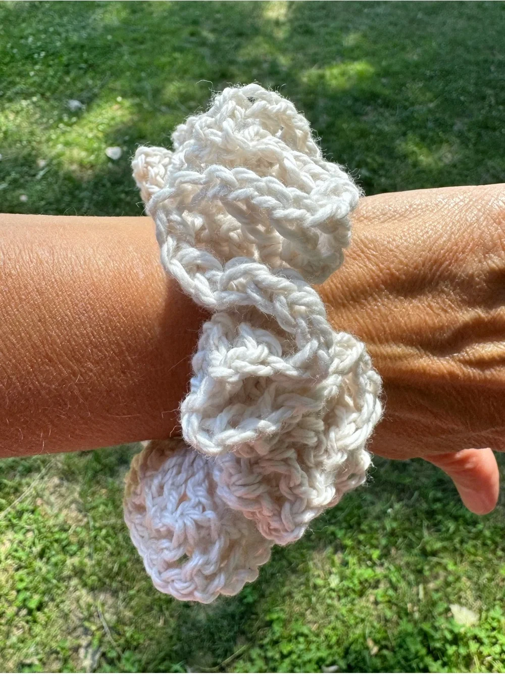 Colorful Large Cotton Lace Look Scrunchie NEW